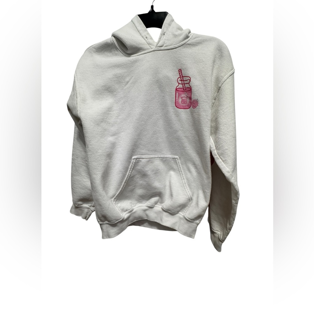 Sanrio Hello Kitty White Hoodie with Pink Graphic strawberry milk hoodie small